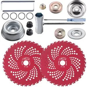 플루미아 9인치 x 36 치아 탄화물 팁 블레이드 브러시 커터 트리머 잡초 제거기용 범용 어댑터 키트