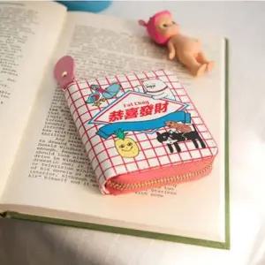 큐티 스크리블 데일리 반지갑-핑크 예쁜지갑 똑딱이지갑