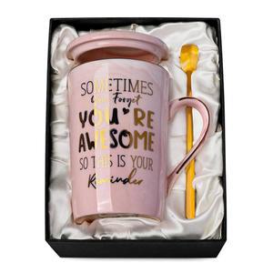 생일 감사합니다 여성들을 위한 선물 때로는 당신이 멋진 커피 머그잔이라는 사실을 잊기도 합니다. 그녀를 영감을 주는 크리스마스 레이디 직원 동료 14온스 핑크 분홍색 마블 골드 프린트 컵 상자