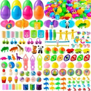 JOYIN 200 PCS 부활절 달걀과 달걀 사냥을 위한 다양한 장난감 바구니 스터퍼 충전재 파티 혜택 교실 경품