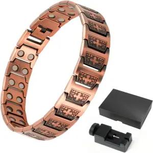 남성용 TUKSONW 구리 팔찌 44-45 자석이 있는 자성 99.99 순 보석 사이즈 조절 도구가 여성용 최고의 선물