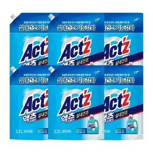 액츠 퍼펙트 액체세제 실내건조 리필, 2.2L, 6개