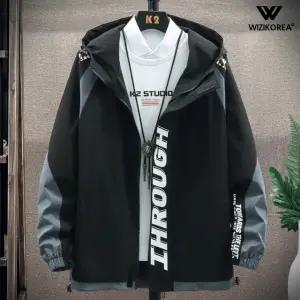 배색 후드 바람막이 남자 남성 점퍼 자켓 아우터 봄 가을 간절기 WI094J