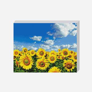 DIY 보석십자수 세트 청량한 여름 해바라기 40x50cm 풍경 캔퍼스 액자형 비즈