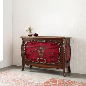 케밀르 6단스 엔틱 침실 거실 와이드 3단 원목 서랍장