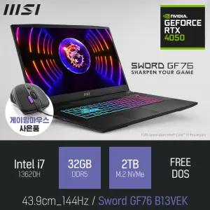 ⓒ MSI Sword GF76 B13VEK i7-13620H 32GB 2TB / 인텔 13세대 게이밍 영상 편집 그래픽작업 캐드