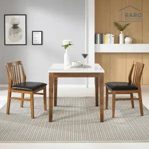 [/착불배송] 모카 800 천연 대리석 2인 원목 식탁 세트 (식탁+의자2)