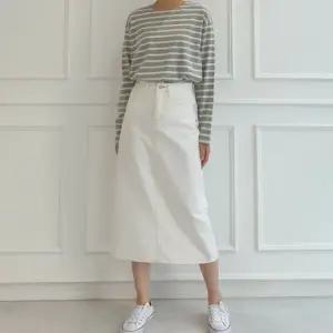 [하프클럽/헤이데이즈]549 트임 롱 화이트 데님 스커트