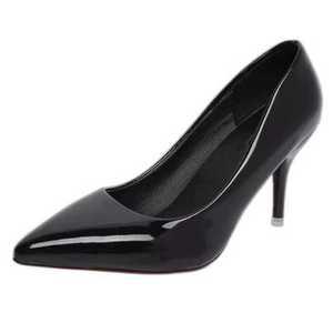 7cm 힐 편안한 부드러운 가죽 하이힐 여성용 스틸레토 블랙 전문 작업 빅 사이즈 학생  220 260 구두