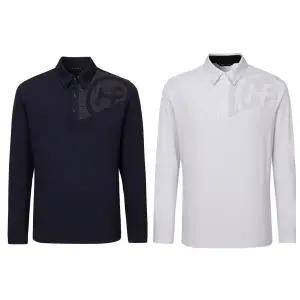 [힐크릭]남성골프긴팔티셔트 남성 배색 로고프린트._SC