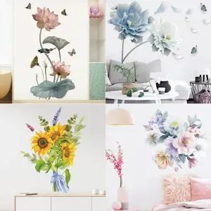 플라워 꽃 실내 인테리어 시트지 벽 포인트 필름