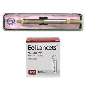 동화 스텐사혈기 DH1 + 에이치엘비 멸균이올란셋 30G 100개입 체했을때손따기 채혈기 사혈침 채혈침 당뇨침