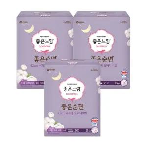 좋은느낌 좋은순면 생리대 수퍼롱 슬림 오버나이트 20매 x 3팩
