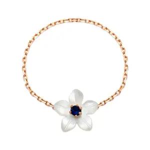 18K 블루메 사파이어 도라지꽃 자개 체인 반지 MNR41037