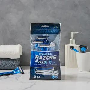 노브랜드 휴대용 4중날 면도기 (5개입)