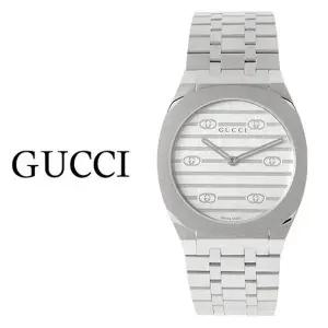 [구찌] 25H 쿼츠 실버 다이얼 시계 YA163501