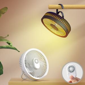 캠핑용 무선 실링팬 소형 선풍기 탁상 벽걸이 겸용 리모컨 4단풍량 LED조명