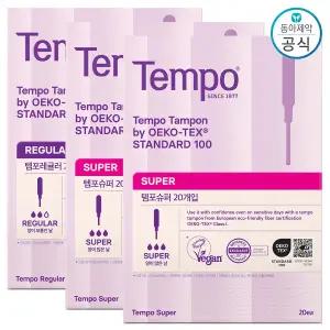 템포 오리지널 탐폰 슈퍼 20개입 2팩 + 레귤러 20개입 1팩 (총60개)