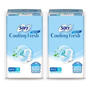 쏘피 쿨링프레쉬 날개형 생리대 중형 32팩 x2개