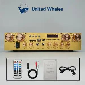 4채널 블루투스 미니 앰프 카페 매장용 업소용 소형 엠프 U.W PA-404U 골드색상