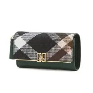 닥스 액세서리 25FW [TARTAN CHECK] 그린 체크 DD로고 가죽 반지갑 DCWA5F352E2