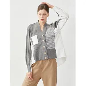 [BNX]V넥 금장 배색 니트 셔츠 가디건 BS3KC003L0 _P347089940