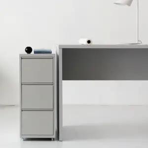 마켓비 3단 서랍장 책상 거실 철제 이동식 0.3 그레이