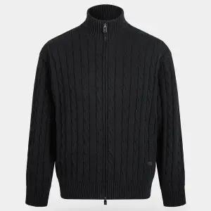 [비르반테](강남점)워셔블 코튼 케이블 투웨이 니트 집업 - 블랙