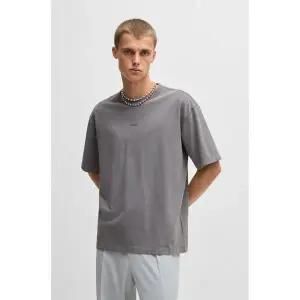 [휴고](강남점)[30프로 할인][SP25] 릴렉스핏 로고 프린트 크루넥 반팔 티셔츠 오픈 그레이(50531739086)