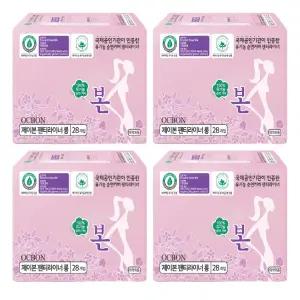 유기농본 100% 유기농 순면패드 착한 생리대 롱라이너 28매 x 4팩