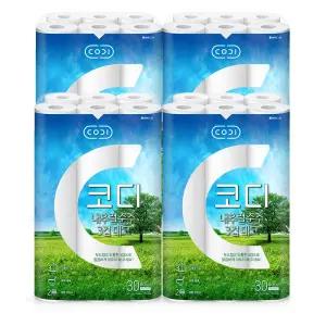 쌍용C&B 코디 내추럴 순수 20m 3겹 30롤 x 4팩/휴지/화장지