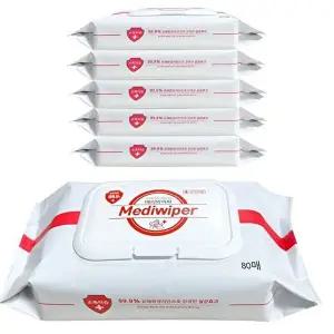 고품질 메디와이퍼 손소독 물티슈 80매 5개입 손소독 소독티슈 소독물티슈 손세정티슈 WFH76X5