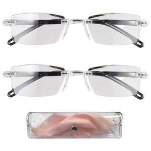 오토 포커스 안경 2개, 케이스와 천이 있는 인텔리전트 줌 안티 블루 라이트 노안 유리, 스마트 독서용 유리