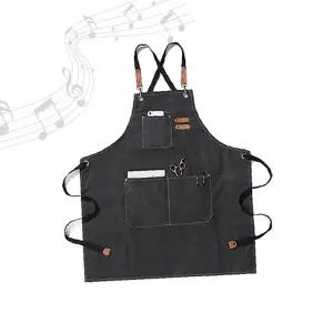 캔버스 앞치마 카페 화방 공방 네일샵 미용실 미술 어린이집 마스터 작업복 다포켓 교차끈 조절가능 면소재