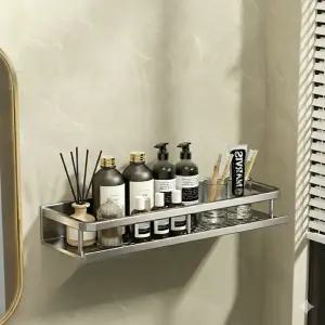 40000KM 무타공 스텐 일자 욕실선반 접착식 화장실 정리대