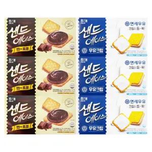해태제과 샌드에이스 찐초코204g x 3개+우유크림 204g x 3개