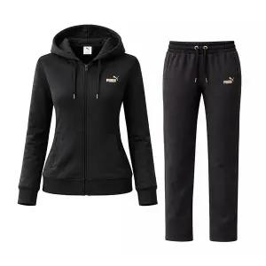 [푸마] 메탈릭 여성 트레이닝 세트 플리스 기모 운동복 짐웨어 런닝복 블랙 688161-01