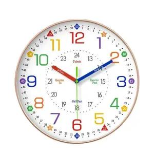 무소음 벽시계 시간공부 시계 원형 무드등 학습용 가정용