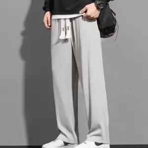 남자 유니크 허리 스트링 포인트 와이드핏 여름 바지 남성면 9부바지