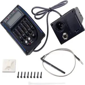 도모파 어쿠스틱 기타 픽업 기타용 LCD가 장착된 5밴드 EQ 이퀄라이저 프리앰프 피에조 튜너 앰프(블랙