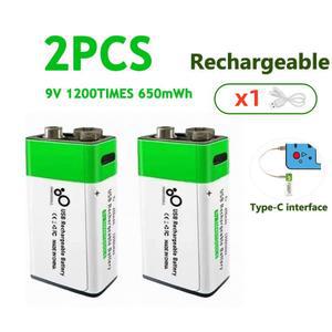 9V 이온 충전지 유형 C USB 배터리 9V 멀티 미터 마이크 금속 탐지기 케이블 원격