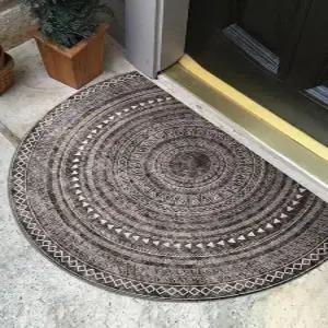 북유럽 노르딕 기하학 반원러그 침실 반달 발매트 카페트