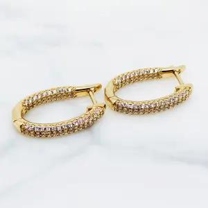 [미니라인] 블링블링 큐빅 스퀘어 사각 후프 귀걸이 무알러지 F0410