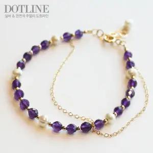 자수정 골드필드 두줄 와이어팔찌 APG04