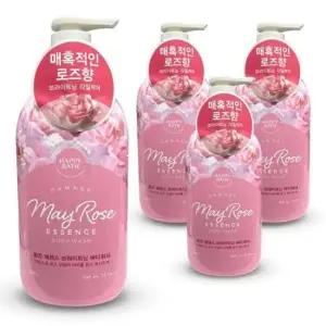 해피바스 로즈 에센스 각질케어 바디워시 900g 4개