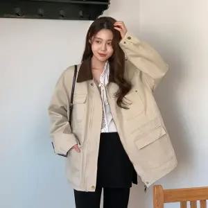 [코코블랑] 시퀸스 카라배색 워크 자켓