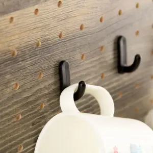 수납 인테리어 우드타공판 벽면 아트사인 1148 빈티지보드 후크 검정 수납함 4개입