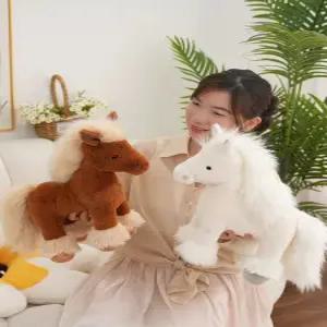 말 인형 귀여운 선물 인테리어 장식 소품 조랑말 동물인형-화이트 25cm