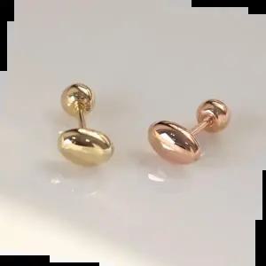 기본피어싱 GOLD 밥풀 타원 골드 금 피어싱 14K