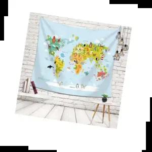 가림막커튼 특대 세계지도 패브릭 포스터 가림막 커튼 가리개 커